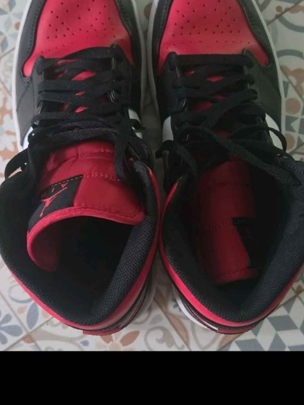 Jordan Men's Red and Black High-Top Sneakers